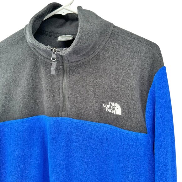 The North Face Fleece Pullover Mens M Blue Black Quarter-Zip Lightweight Soft LS - Picture 3 of 8